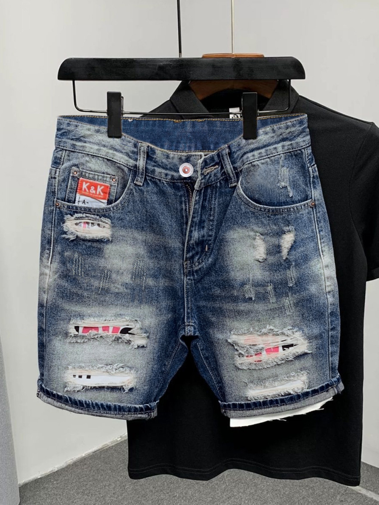 Streetwear Brand Vintage - 2026 Summer Ripped Straight Men Denim